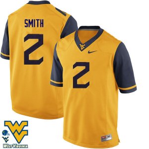 Men's West Virginia Mountaineers NCAA #2 Dreamius Smith Gold Authentic Nike Stitched College Football Jersey RO15B28YW